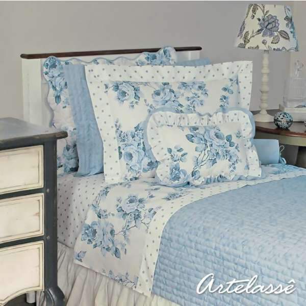 Jogo de Cama Artelass� 180 Fios Cannes Azul King