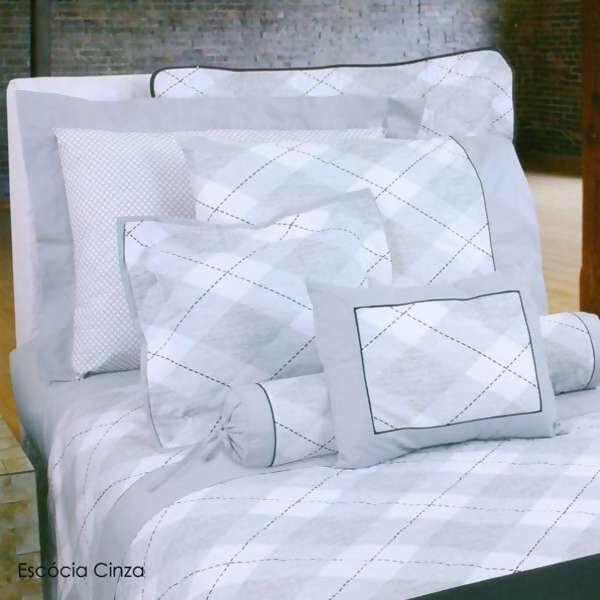 Jogo de Cama Artelass� 180 Fios Esc�cia Cinza Queen