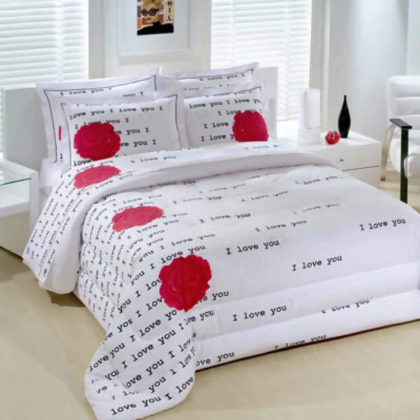 Jogo de Cama Andreza 150 Fios I Love You 3 Pe�as Solteiro 