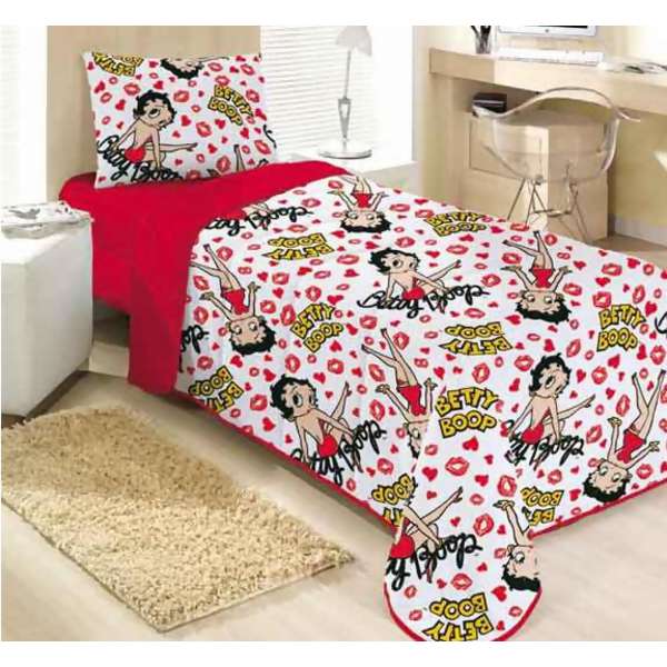 Edredom Malha Jovitex Betty Boop Solteiro