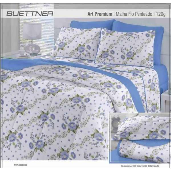 Jogo de Cama em Malha Penteada Buettner ArtPremium Renascence Solteiro
