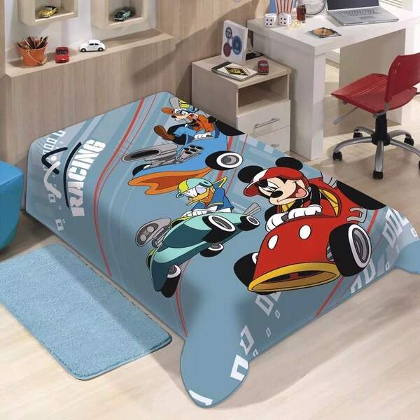 Cobertor Disney Raschel Mickey Speed Solteiro 150 x 200 - Jolitex
