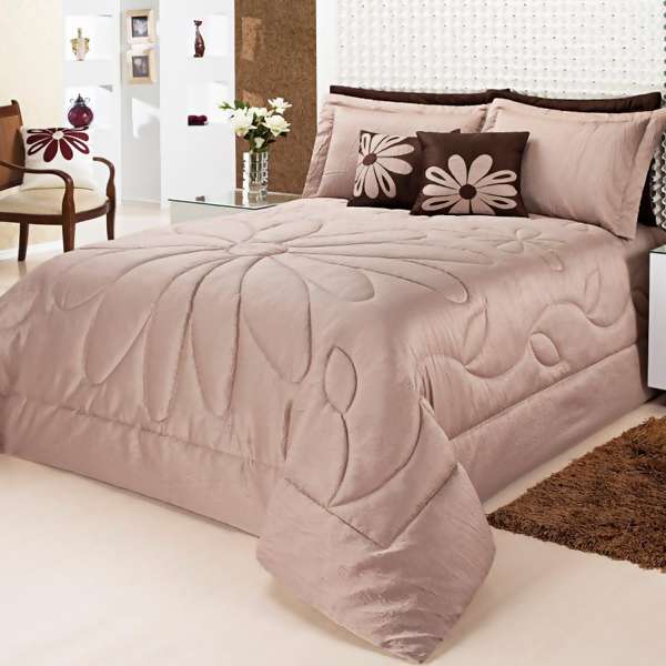 Kit Cama Lavive Bahamas Caqui Vison Amassado Casal Queen