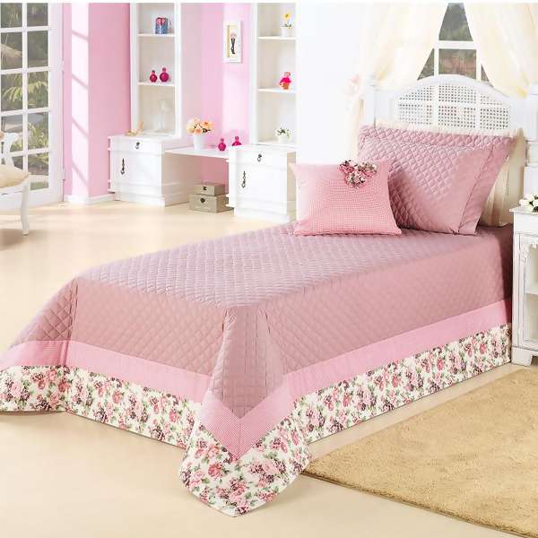 Kit Cama Lavive Sofie Ros� Solteiro 3 Pe�as