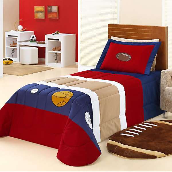 Kit Cama Lavive Stadium Vermelho Solteiro 2 Pe�as