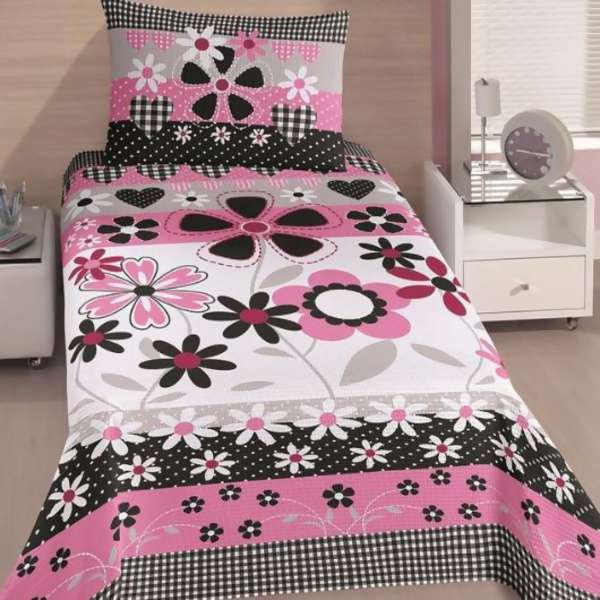 Colcha Piqu� 2 pe�as Buettner Ornato Pop Flowers Solteiro