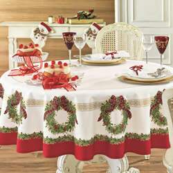 Toalha de Mesa Karsten Algod�o Natal Evento Redonda 178 cms