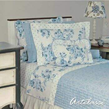 Cobreleito Artelass� 180 Fios Cannes Azul Solteiro