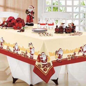 Toalha de Mesa Karsten Algod�o Natal Alegria 140 x 250 cms