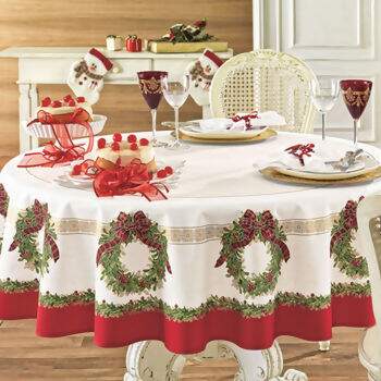 Toalha de Mesa Karsten Algod�o Natal Evento 140 x 210 cms