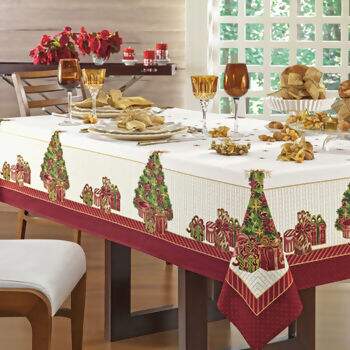 Toalha de Mesa Karsten Algod�o Natal Mem�rias 140 x 140 cms - 10% Desconto