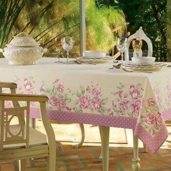 Toalha de Mesa Karsten Algod�o Rustico Wendy Quadrada 140 x 140 cm