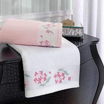 Jogo de Banho Le Bain Anne Branco/Rosa  Fio Penteado 5 Pe�as - Artex