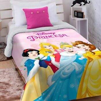 Cobertor Digital HD Com Sherpa Jolitex Disney Princesas Solteiro 150 x 200