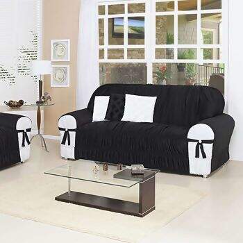 Capa para Sof� Glamour Preto com Branco - 2 e 3 Lugares