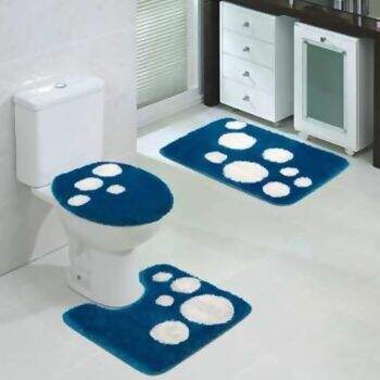 Jogo de Banheiro 3p� Jolitex Top Plus Bolhas Azul