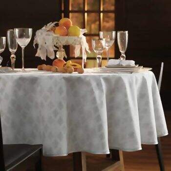 Toalha de Mesa Karsten Natal SILVER NOITE FELIZ Redonda 178cm