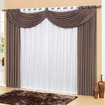 Cortina Lavive Alphaville Branco com Beringela 180 x 200 para Var�o Simples