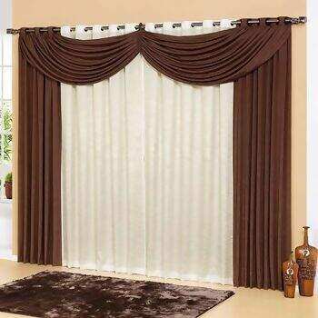 Cortina Lavive Alphaville Palha com Tabaco 180 x 200 para Var�o Simples