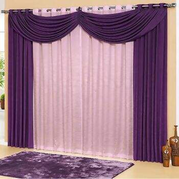 Cortina Lavive Alphaville Ros� com Roxo 180 x 200 para Var�o Simples