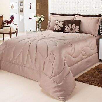 Kit Cama Lavive Bahamas Caqui Vison Amassado Casal Queen
