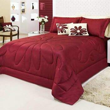 Kit Cama Lavive Bahamas Vinho Vison Amassado Casal Queen