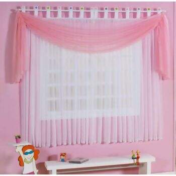 Cortina Lavive Capricci Rosa em Voil 160 x 200 cm