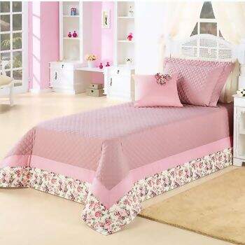 Kit Cama Lavive Sofie Ros� Solteiro 3 Pe�as