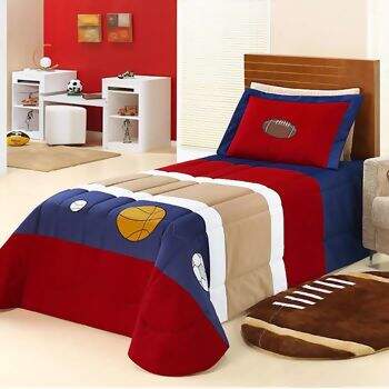 Kit Cama Lavive Stadium Vermelho Solteiro 2 Pe�as