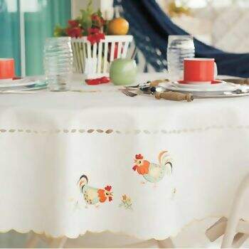 Toalha de Mesa Mehndi Galinha Momentos 220 x 220 cm Quadrada 8 Lugares