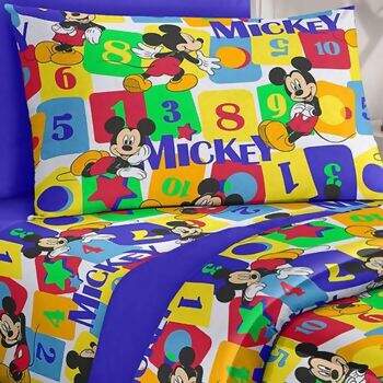 Jogo de Cama Infantil Santista Light Mickey Blocks Solteiro