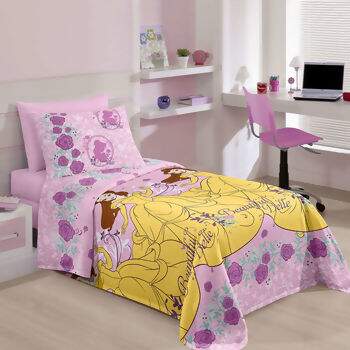 Jogo de Cama Disney Algod�o Princess Belle Solteiro - Santista