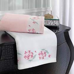Jogo de Banho Le Bain Anne Branco/Rosa  Fio Penteado 5 Pe�as - Artex