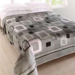Cobertor Corttex Raschel Esquadros Cinza Casal 