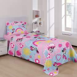 Colcha de Crepe Santista Disney Minnie RainBow Solteiro