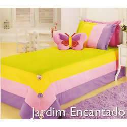Kit DecorArt Jardim Encantado 150 fios 3 pe�as Solteiro
