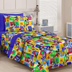 Jogo de Cama Infantil Santista Light Mickey Blocks Solteiro