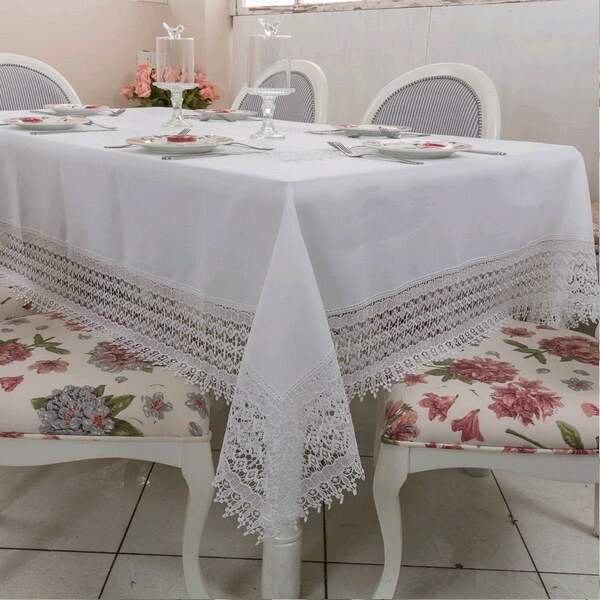 Toalha de Chá Imperial Bordada Lyon 85 x 85 cms - Argivai