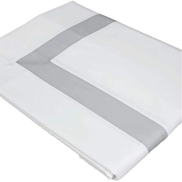 Duvet Capa de Edredom 300 Fios Turin Branco/ Cinza Queen - Artelassê