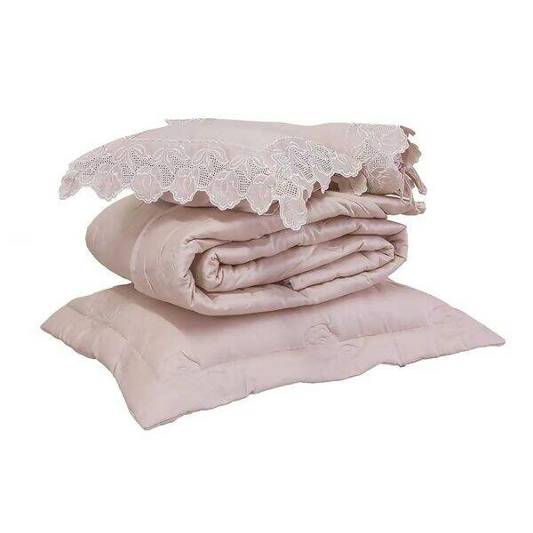 Kit Colcha Bordada 400 Fios Marbella Rosê 11 pçs Extra King - Artelassê