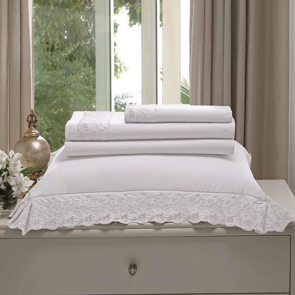 Jogo de Cama 180 Fios Melody Nadia Branca King - Buettner
