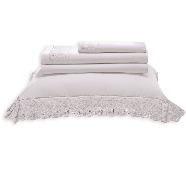 Jogo de Cama 180 Fios Melody Nadia Branca King - Buettner