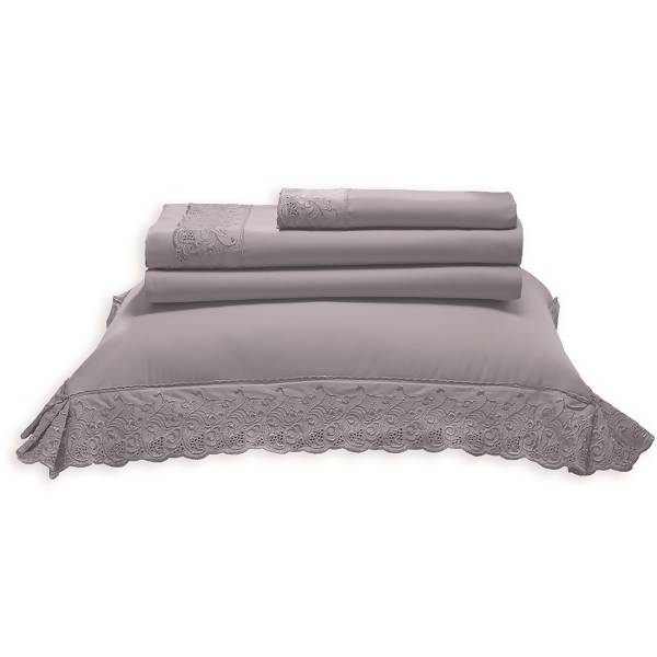 Jogo de Cama 180 Fios Melody Nadia Cinza King - Buettner
