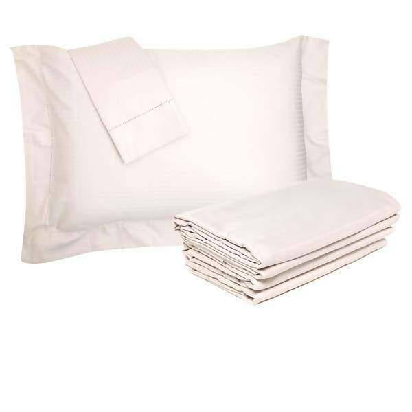 Jogo de Cama 300 Fios Damask Stripes Bege Casal 4pç - Buddemeyer