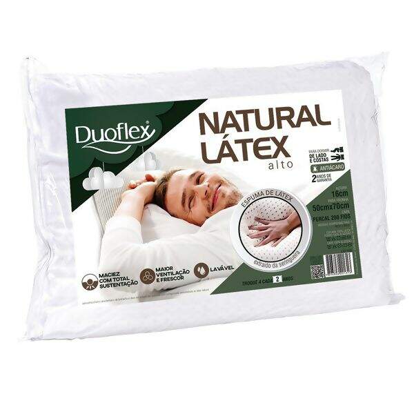 Travesseiro Natural Látex Alto 16 cms LN1100 50 x 70 - Duoflex