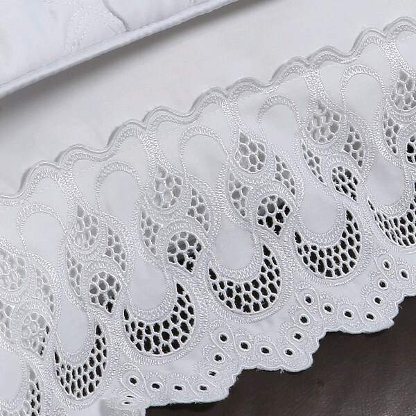 Jogo de Cama 600 Fios Bordado Reggence Branco Queen - Marken Fassi