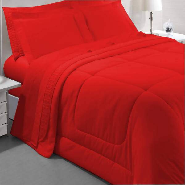Edredom Innovi 160 Fios Vermelho Liso Solteiro Kacyumara
