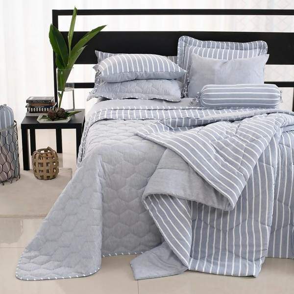 Edredom Chambrê Azul Jeans Queen - Lavive