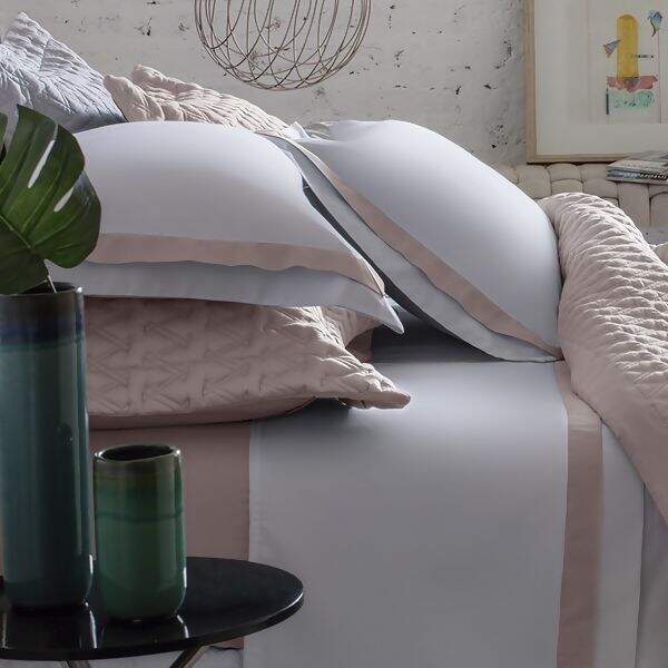 Jogo de Cama 300 Fios St. Germain Br/Rosa Casal - Naturalle Fashion
