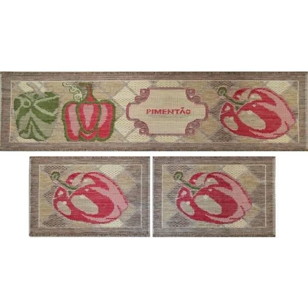 Jogo de Cozinha Sisal Look Pimentão 3 Peças - Rayza Tapetes